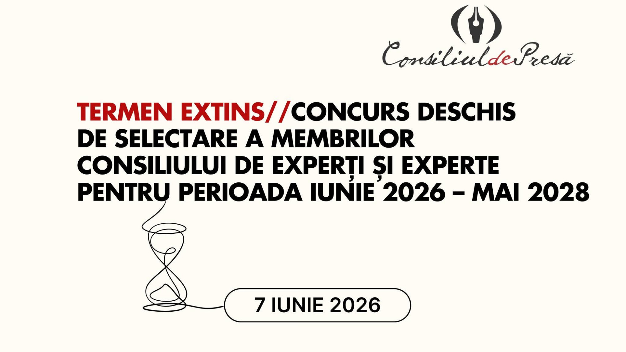 A FOST EXTINS TERMENUL PENTRU CONCURSUL DE SELECTARE A MEMBRILOR CONSILIULUI DE EXPERȚI ȘI EXPERTE PENTRU PERIOADA IUNIE 2026 – MAI 2028